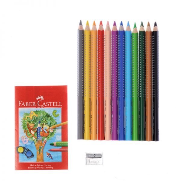 Карандаши цветные Faber-Castell "Jumbo Grip", 12цв., трехгран., утолщен., заточен., картон, европодв