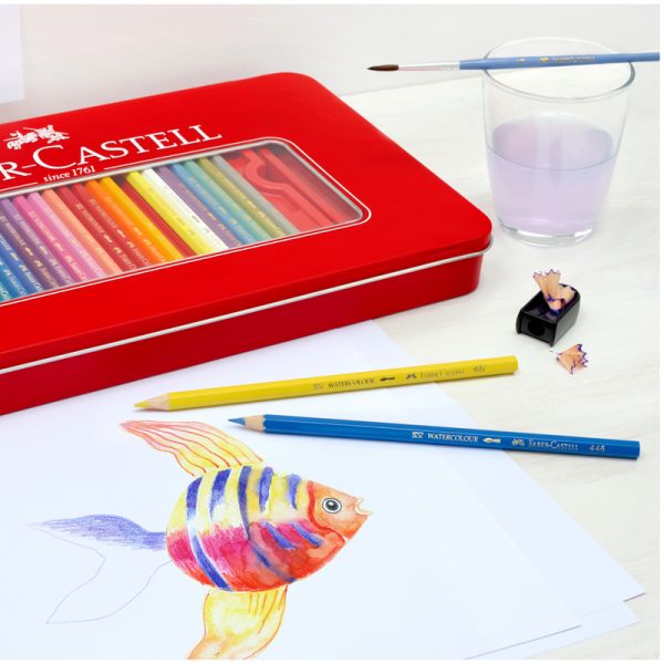 Карандаши цветные Faber-Castell, 60цв.+2 ч/г кар.+ластик+точилка, заточен., метал. кор.