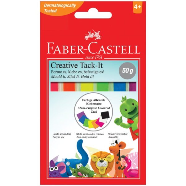 Масса для приклеивания Faber-Castell "Tack-It Creative", 50г., цветная, картон. уп., европодвес