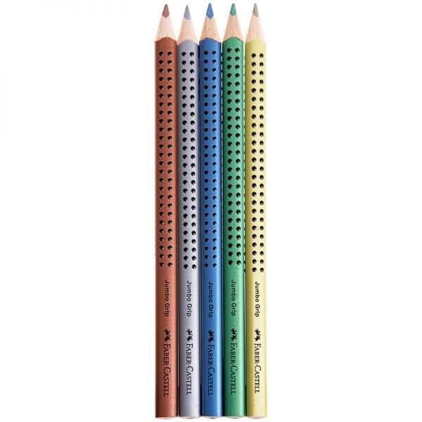 Карандаши цветные Faber-Castell "Jumbo Grip Metallic", 05цв., трехгр.,утолщ.,заточ.,картон, евр.