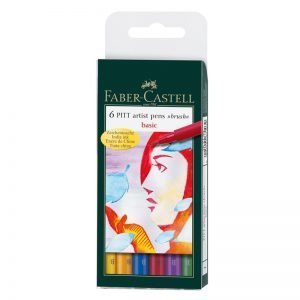 Набор капиллярных ручек Faber-Castell "Pitt Artist Pen Brush Basic" ассорти,6шт.,пласт. уп., европ.