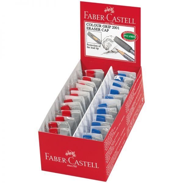 Набор ластиков-колпачков Faber-Castell "Grip 2001" 2шт., трехгранные, ассорти, пакет