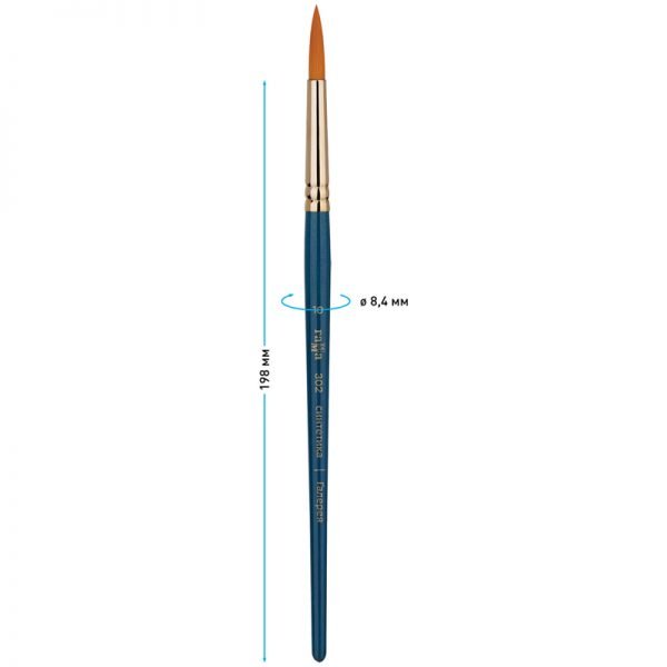 Кисть художественная синтетика Гамма "Галерея", круглая №10, короткая ручка