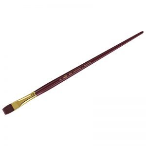 Кисть художественная синтетика бордовая Гамма "Вернисаж", плоская №18, длинная ручка
