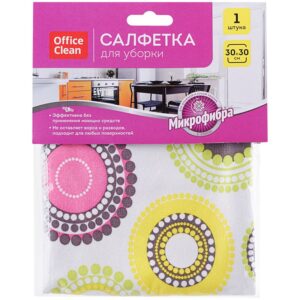 Салфетка для уборки OfficeClean "Универсальная", микрофибра, 30*30см,  европодвес