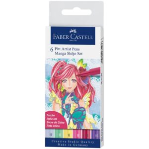 Набор капиллярных ручек Faber-Castell "Pitt Artist Pens Manga Shôjo Brush", ассорти, 6 шт., пластик.