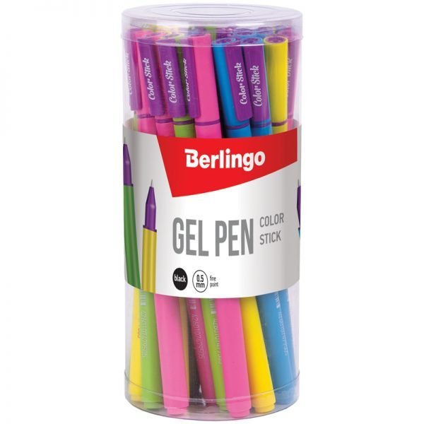 Ручка гелевая Berlingo "Color Stick" черная, 0,5мм, корпус ассорти