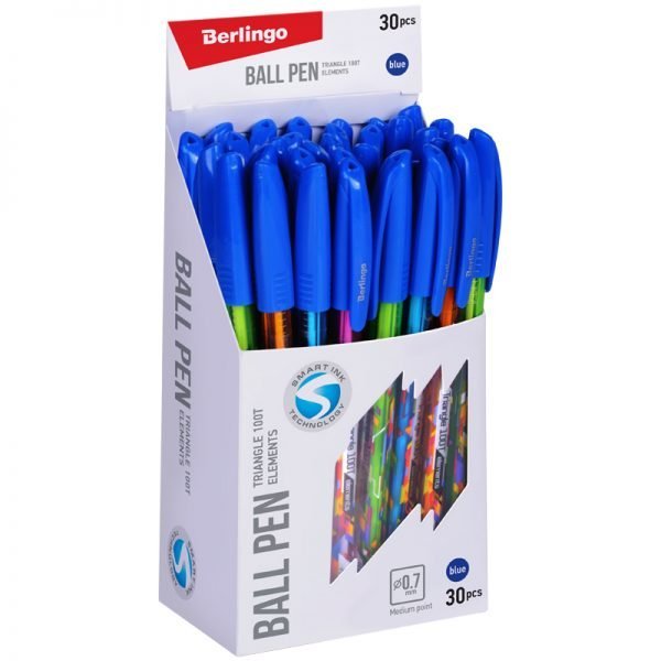 Ручка шариковая Berlingo "Triangle 100T Elements", синяя, 0,7мм, трехгран., игольчатый стержень