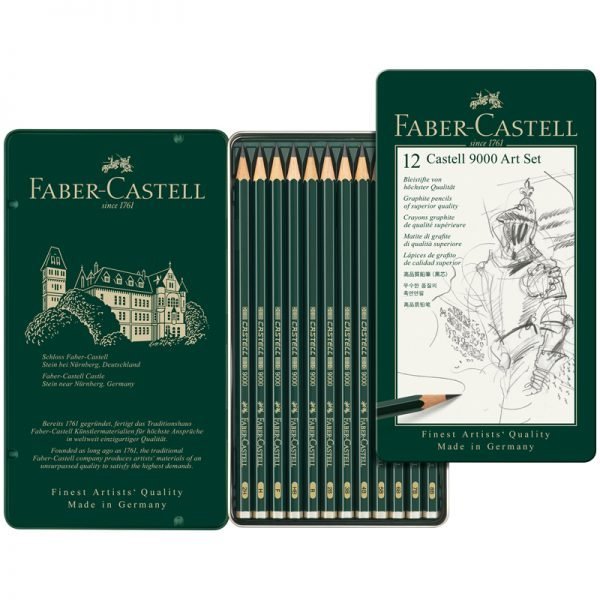 Набор карандашей ч/г Faber-Castell "Castell 9000 Art Set", 12шт., 2H-8B, заточен., метал. кор.