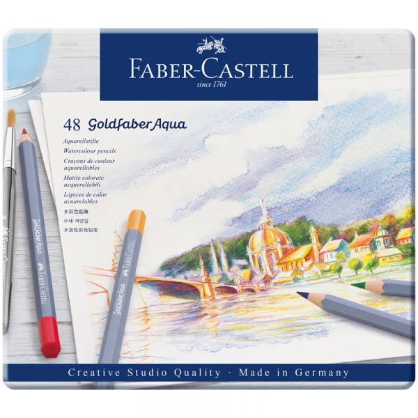 Карандаши акварельные художественные Faber-Castell "Goldfaber Aqua", 48цв, метал. коробка