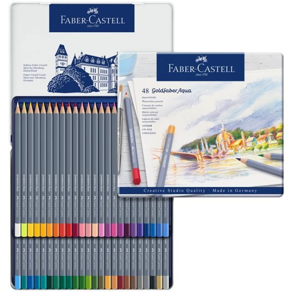 Карандаши акварельные художественные Faber-Castell "Goldfaber Aqua", 48цв, метал. коробка