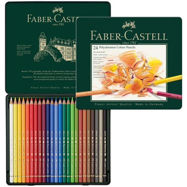 Карандаши цветные художественные Faber-Castell "Polychromos" 24цв., заточен., метал. коробка