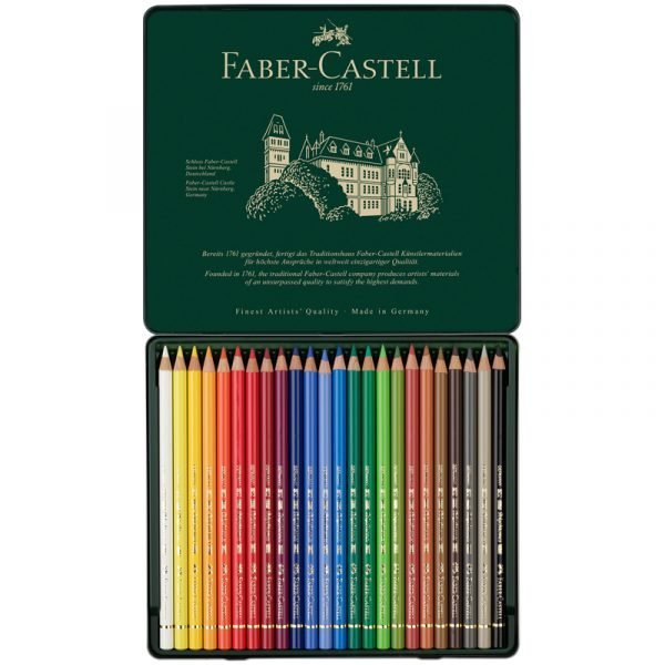 Карандаши цветные художественные Faber-Castell "Polychromos" 24цв., заточен., метал. коробка