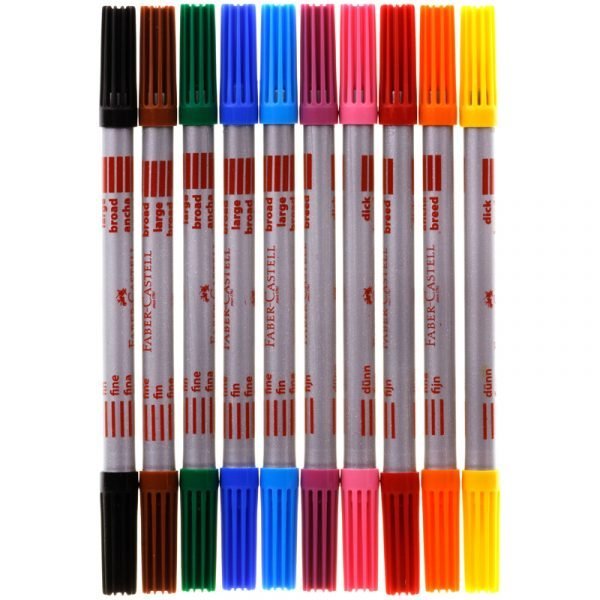 Фломастеры двусторонние Faber-Castell, 10цв., 10шт., смываемые, пластик.уп., европодвес