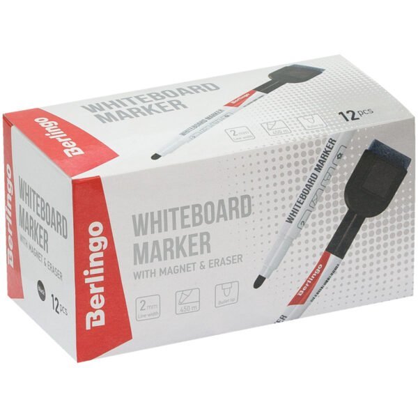 Маркер для белых досок на магните Berlingo"Uniline WB220", черный, пулевидный, 2мм
