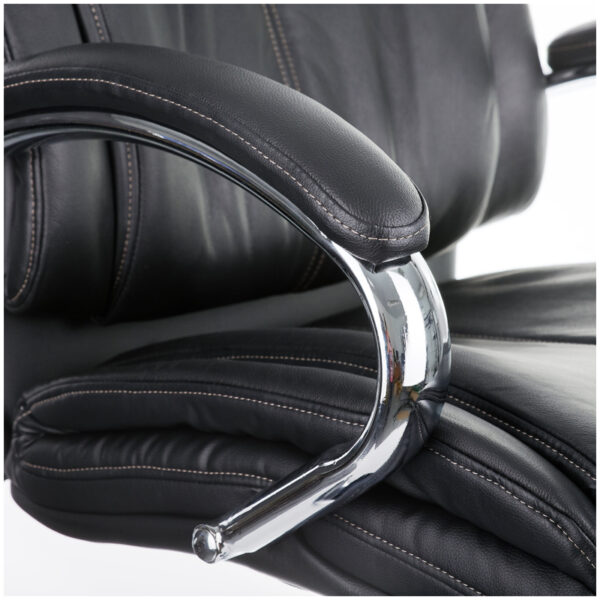 Кресло руководителя Helmi HL-ES04 "Strength" повыш. прочности, кожа черная, мультибл, хром, до 250кг