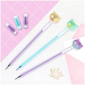 Ручка шариковая MESHU "Cute Cats" синяя, 0,7мм, перламутр, софтач, ассорти