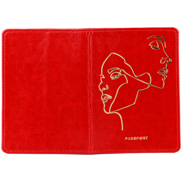 Обложка для паспорта OfficeSpace "Life line", кожзам гладкий, красный, тиснение фольгой