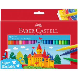 Фломастеры Faber-Castell, 50цв., смываемые, картон, европодвес