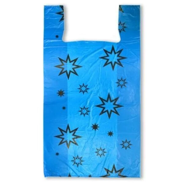 Пакет-майка OfficeClean "Звёзды ", ПНД, 30+16*60см, 15мкм, голубой