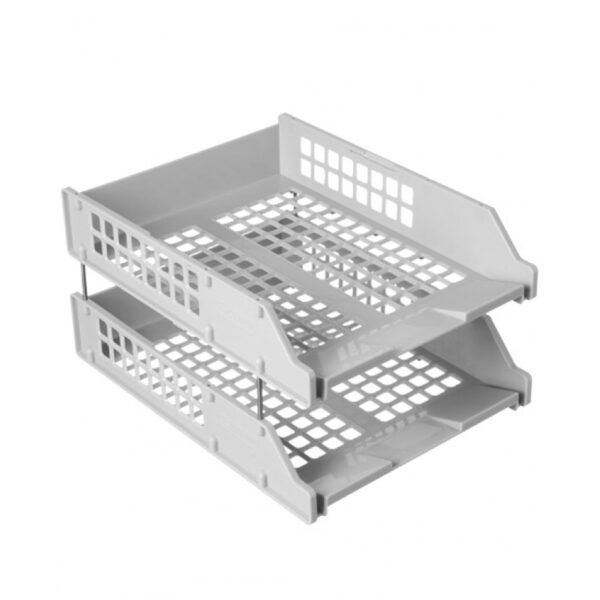 Лоток для бумаг горизонтальный Стамм "Strong", набор 2шт., на метал. стержнях, серый