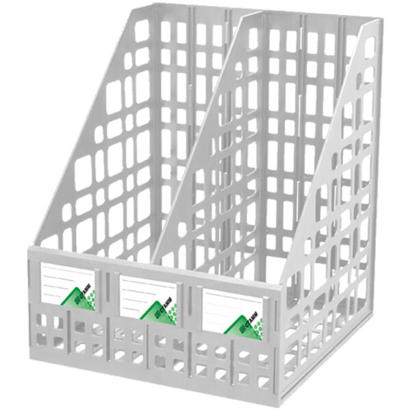 Лоток для бумаг вертикальный Стамм, сборный, 2 отделения, серый
