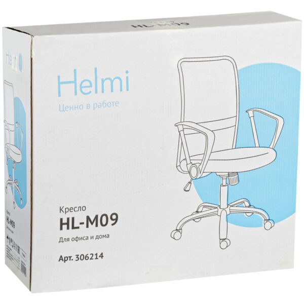 Кресло оператора Helmi HL-M09, ткань/сетка черная, механизм качания, хром