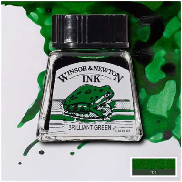 Тушь Winsor&Newton для рисования, бриллиант зеленый, флакон c пипеткой 14мл
