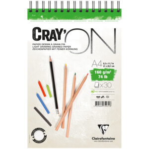 Скетчбук - блокнот 30л. А4 на гребне Clairefontaine "Cray'On", 160г/м2, мелкозерн.