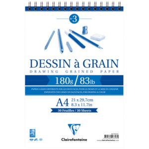 Скетчбук 30л. А4 на гребне Clairefontaine "Dessin a grain", 180г/м2, мелкозернистая