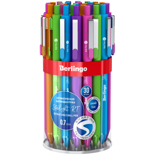 Ручка шариковая автоматическая Berlingo "Starlight RT", синяя, 0,7мм, корпус ассорти