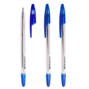 Ручка шариковая Стамм "555" синяя, 0,7мм, прозрачный корпус