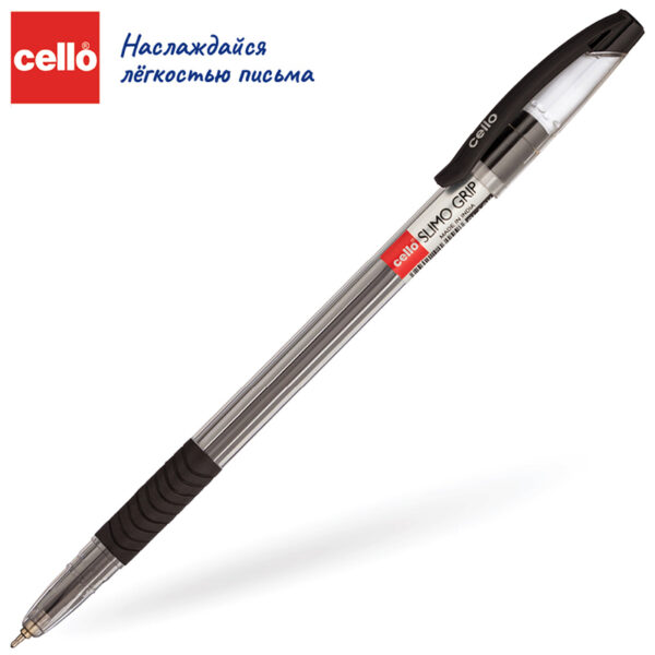 Ручка шариковая Cello "Slimo Grip" черная, 0,7мм, грип, штрих-код