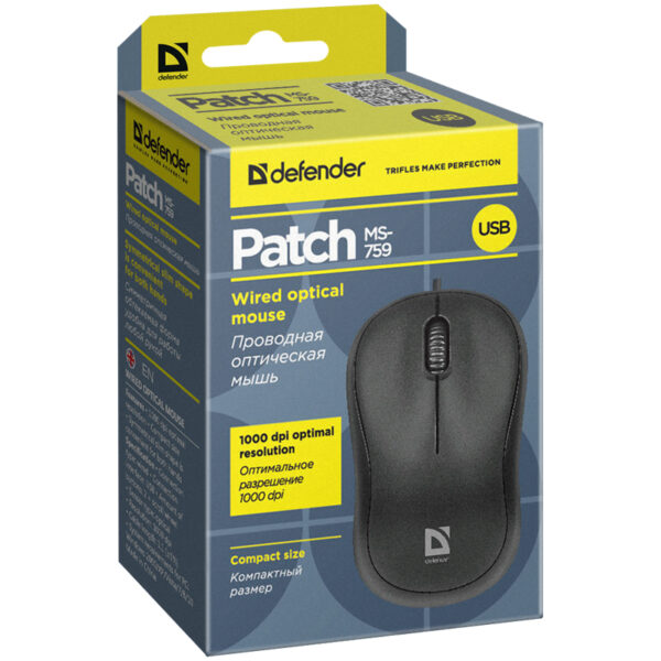 Мышь Defender Patch MS-759, USB, черный, 2btn+Roll