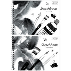 Скетчбук-блокнот 60л. А5 на гребне ArtSpace "Black/white mood", 120г/м2