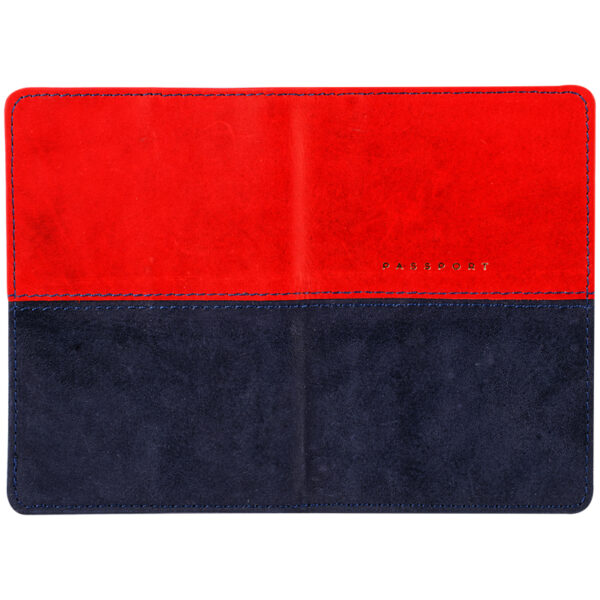 Обложка для паспорта OfficeSpace "Duo", кожа, красный+синий, тиснение фольгой