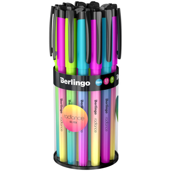 Ручка гелевая Berlingo "Radiance", 0,5 мм, черная, корпус ассорти