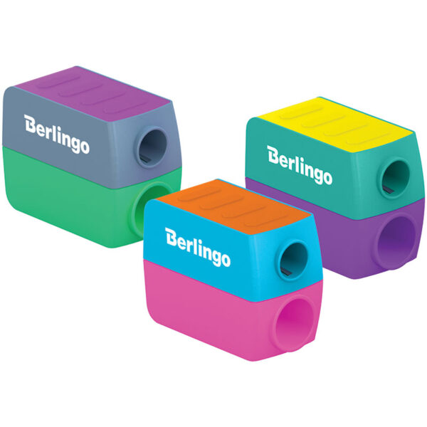 Точилка пластиковая Berlingo "ColorShift",  2 отверстия, контейнер, ассорти, туба