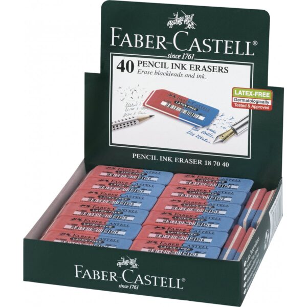 Ластик Faber-Castell "Latex Free", скошенный, комбинированный, синтетический каучук, 56*20*7мм