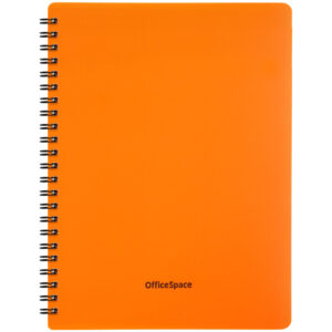 Тетрадь 48л. А5 клетка на гребне OfficeSpace "Neon", оранжевая пластиковая обложка