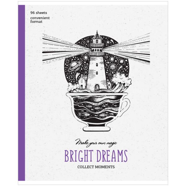 Тетрадь 96л., А5, клетка ArtSpace "Рисунки. Bright dreams", матовая ламинация, выборочный УФ-лак