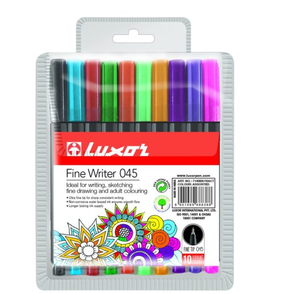 Набор капиллярных ручек Luxor "Mini Fine Writer 045" 10цв., 0,8мм, европодвес
