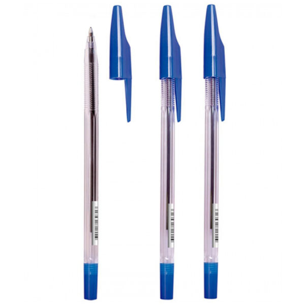 Ручка шариковая Стамм "333" синяя, 0,7мм, прозрачный корпус
