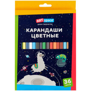 Карандаши цветные ArtSpace "Космонавты", 36цв., заточен., картон, европодвес