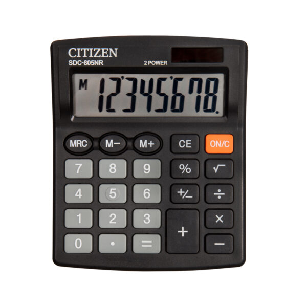 Калькулятор настольный Citizen SDC-805NR, 8 разр., двойное питание, 105*120*21мм, черный