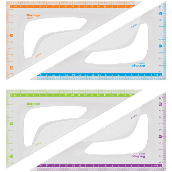 Треугольник 30°, 19см Berlingo "Color", пластиковый, ассорти, европодвес
