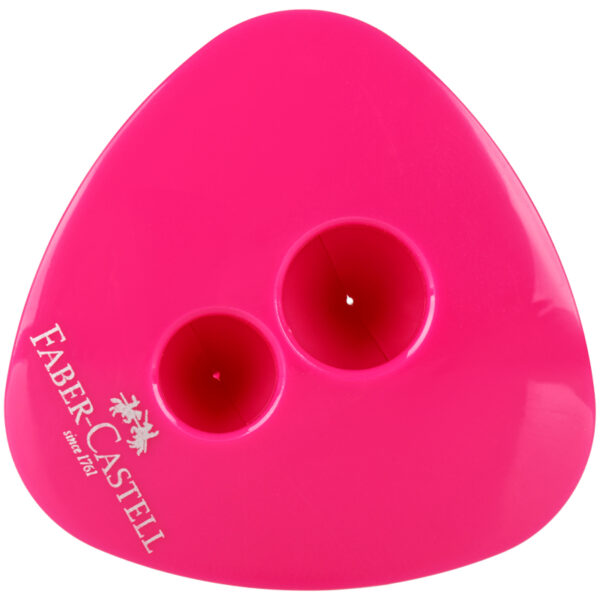 Точилка пластиковая со "шторкой" Faber-Castell "Grip Auto", 2 отверстия, контейнер, розовая/бирюзовая/синяя