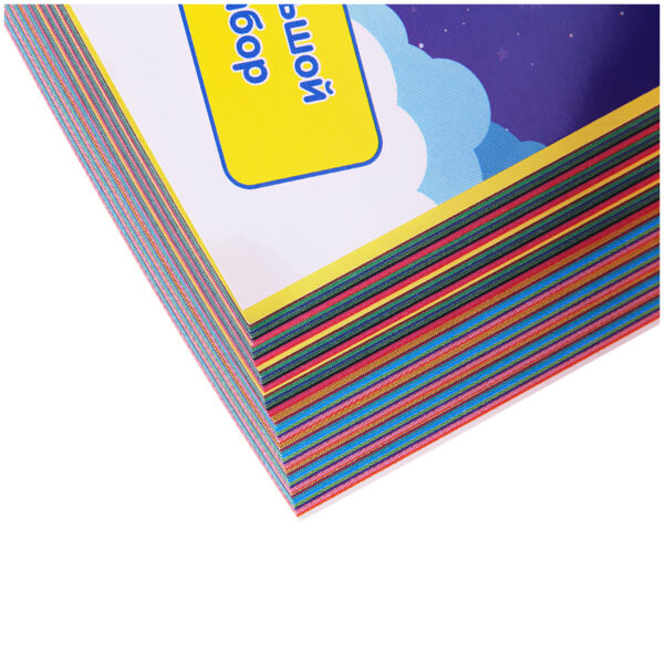 Цветная бумага двусторонняя A4, Мульти-Пульти, 64л., 16цв., офсетная, на склейке, "Енот в космосе"