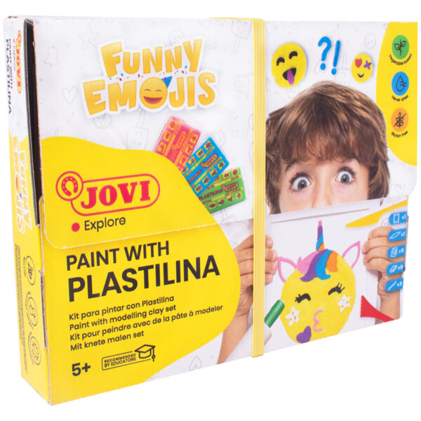 Набор для рисования пластилином Jovi "Смайлики", пластилин на растительной основе 8цв*25г,3 стека, скалка, 5 листов - раскрасок, картонная