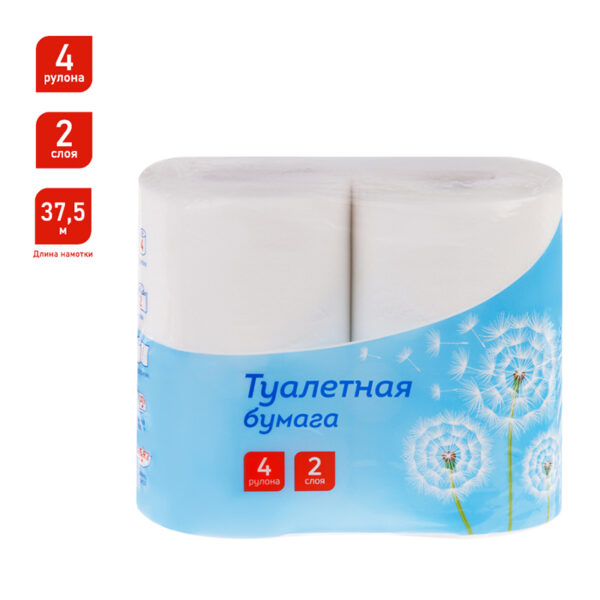 Бумага туалетная OfficeClean, 2-слойная, 4шт., 37,5м/рул.,тиснение, белая